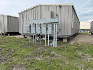 Outdoor rack service installation with several panels