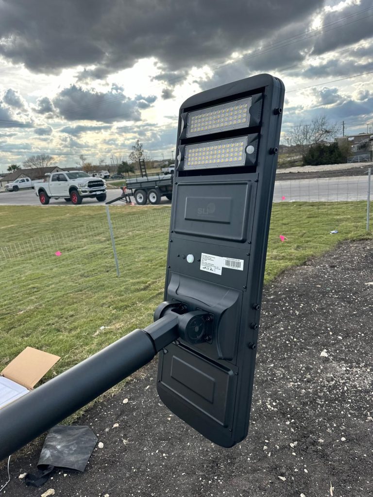 Top of temporary solar streetlight